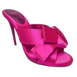 Christian Louboutin Matricia 100 Holly Pink Satin Sandal Heel Pump EU 37.5